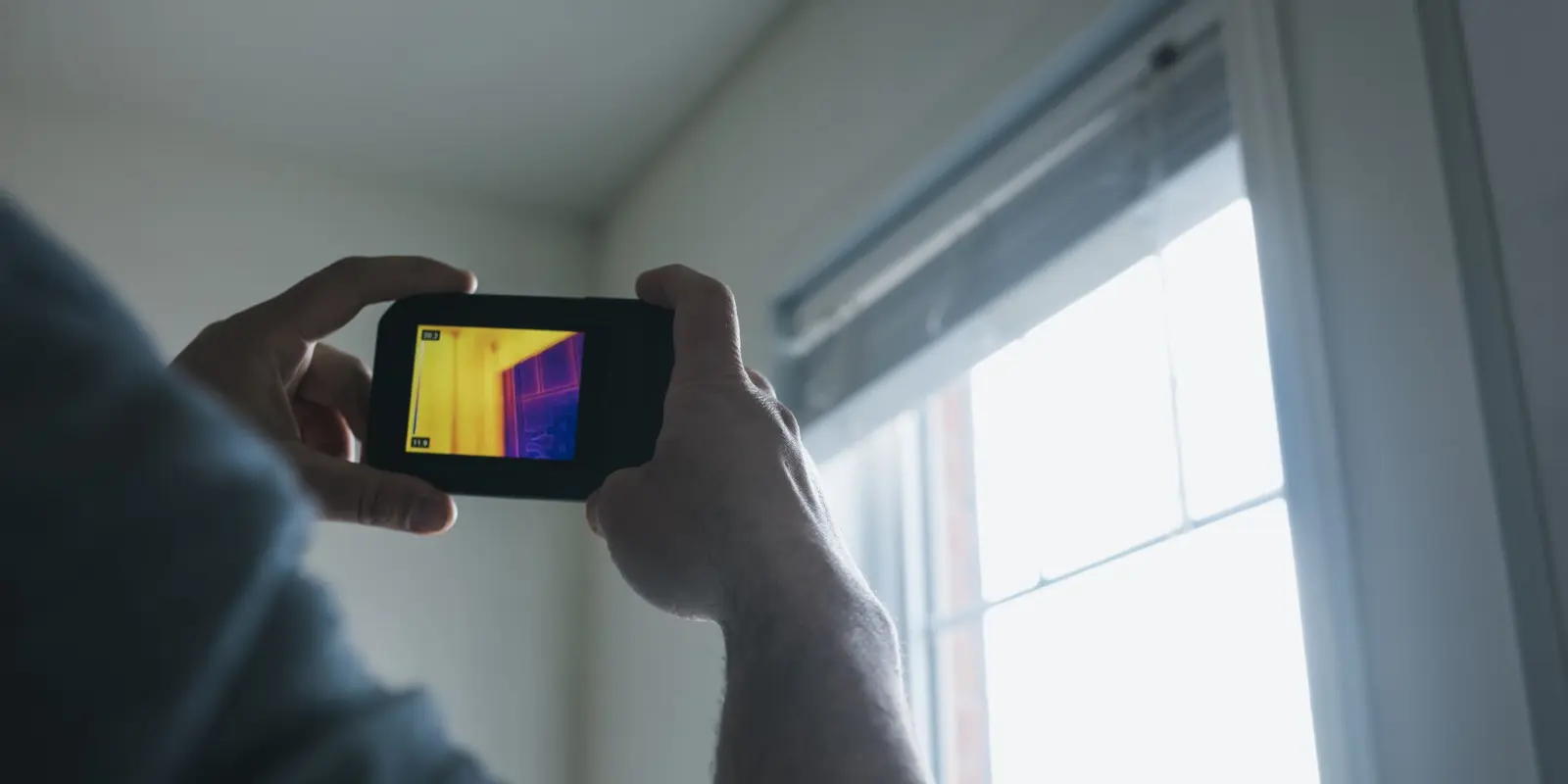 Man holding a thermal imaging device