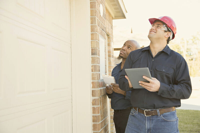 Inspecting a garage in Argyle TX